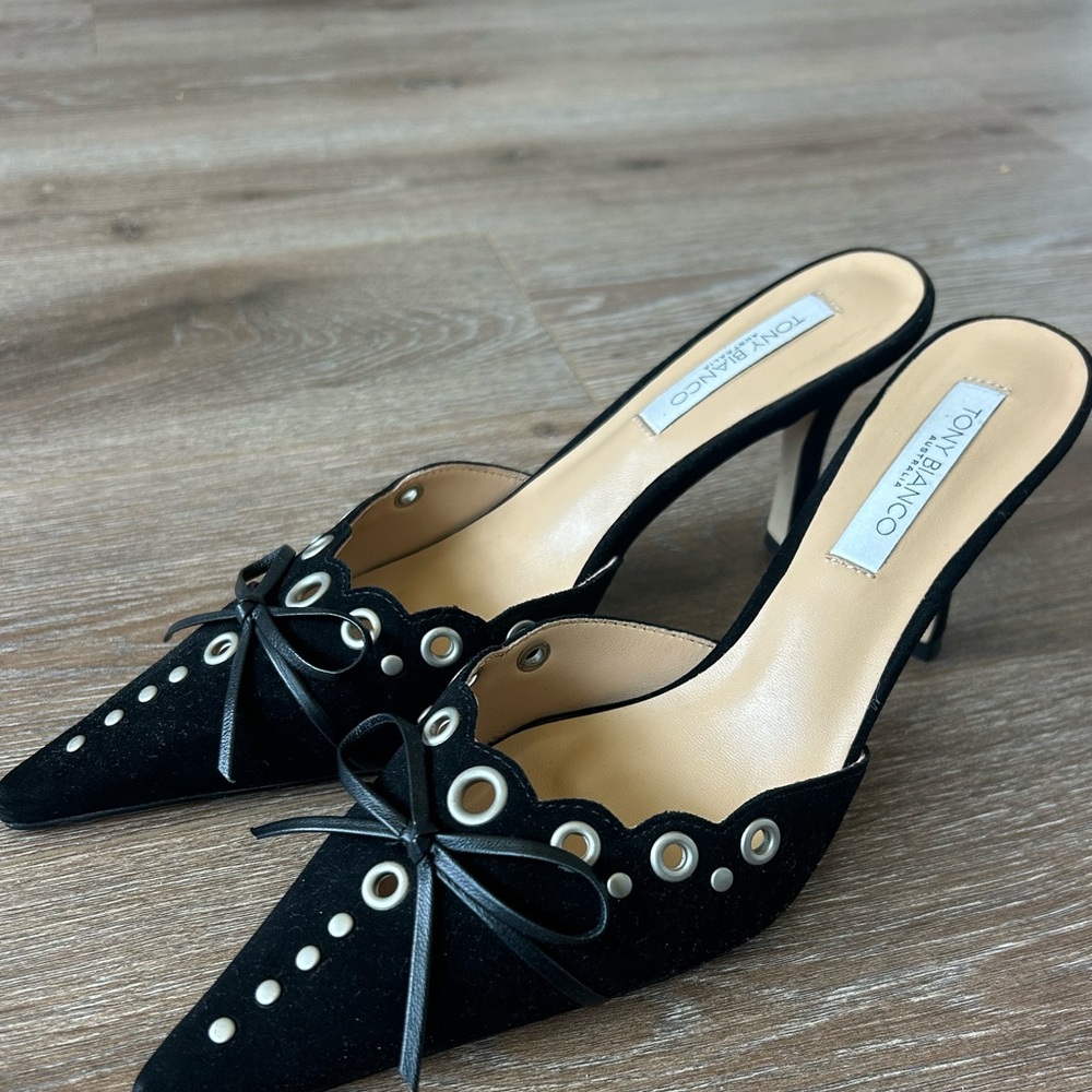 Tony Bianco shade black suede Heels